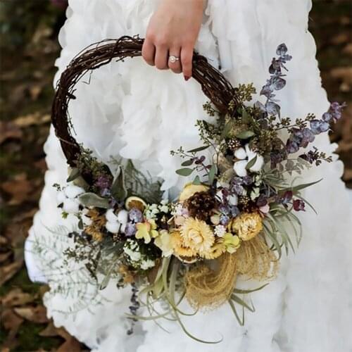 Nordic Style Rattan Garland Rattan Ring Cheap ArtificialDried Flower Frame For Wedding DIY Floral Wreath 10/15/20/25/30/35/40cm