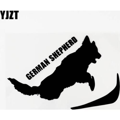 YJZT 15CM×9.7CM German Shepherd Jumping Vinyl Car Sticker Decal Black/Silver Decor 8C-0355