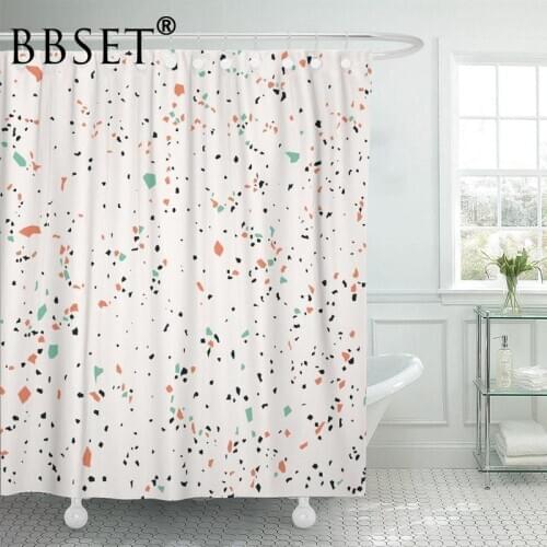 Colorful Stones Shower Curtain Black Stone Terrazzo Marble Pattern Waterproof Multi-size Douchegordijn Polyester Bathroom Decor