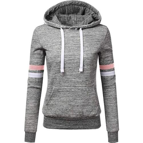 Women Stripe Sweatshirt Long Sleeve Pullover Hooded Pocket Drawstring Fashion Pullover Tops Shirt Одежда Для Осени#PY