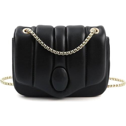 Women Bag PU Flap 2021 Fashion New Chains Solid Hasp Soft Shoulder Bag Pures And Bags Crossbody Euro-America Style Simple Bag