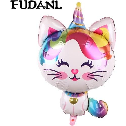 50pcs Cartoon Animal Cat Rainbow Unicorn Foil Balloons Birthday Party Baby Shower Decorations Unicorn Theme Party Air Globos