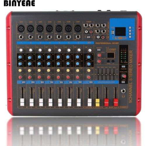 9 Channel Powered DJ Mixeur Perfect for Karaoke Mixing,Studio Soundboard with 500W Amplifier Built-in PMR906