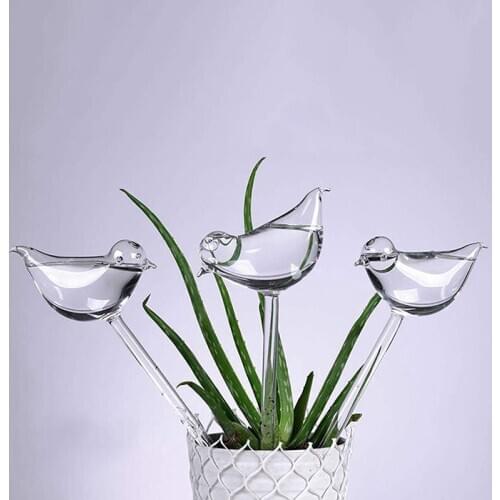 Automatic Flower Watering Device Plant Waterer Self Watering Globes Bird Shape Hand Blown Clear Plastic Aqua Bulbs
