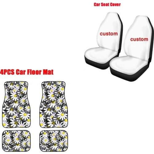 INSTANTARTS 6pcs/Set Auto Interior Accessories for Car Front only Seat Cover Custom Design/Logo/Text Durable Auto Floor Mat 2020