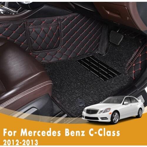 RHD Car Floor Mats For Mercedes Benz C-Class 2013 2012 Double Layer Wire Loop Car Accessories Decoration Carpet Cover Foot Pads