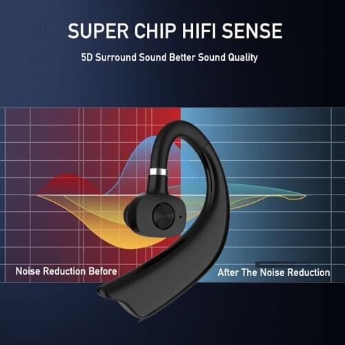 Single-Ear Bluetooth Wireless Earphones Hands Free Business Bluetooth Headset for Business/Driving Sports Earbuds