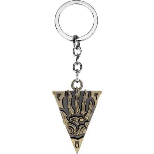 Dongsheng Vintage Game The Elder Scrolls Morrowind Logo Keychains Dinosaur Triangle Pendant Keyring Women Men Jewelry