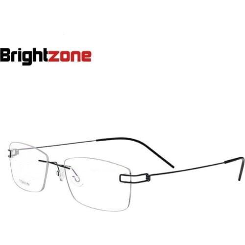 Brightzone Square Rimless Hingeless Eye Glasses Frames Men Myopia Titanium Alloy Glasses Frame Eyeglasses Oculos Gafas Hombre