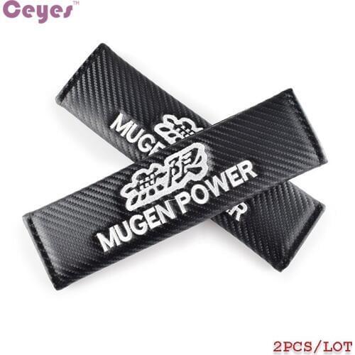 Ceyes Carbon Fibre Auto Seat Belt Cover Car Styling Case For Toyota Mugen Power For Honda Crv Accessories Car-Styling 2pcs/lot