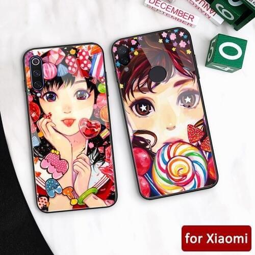 Case for Xiaomi Redmi k20 pro glass back cover candy girl mi 6 case for Xiaomi mi 5 5s mi 6 6x Redmi Note 5 6 7 Max 3 Mi play