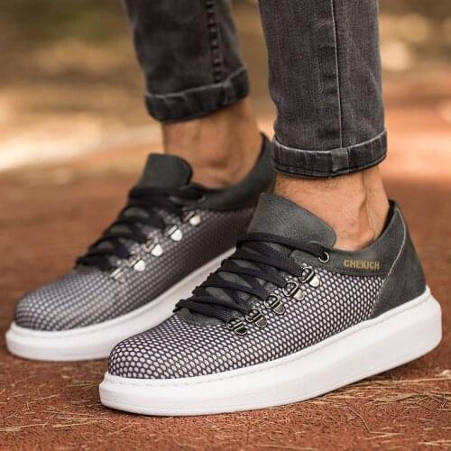 Chekich Casual Shoes For Mens & Womens Anthracite Non Leather Laced Unisex Trend Summer Season Wedding Office White and High Base Platform Lightweight Sneakers Comfortable Breathable Footwear Flat CH021 V1