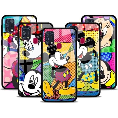 Color Disney Mickey for Samsung Galaxy S21 Ultra A71 A51 4G 5G A91 A81 A41 A31 A21 A11 A01 Tempered Glass Phone Case
