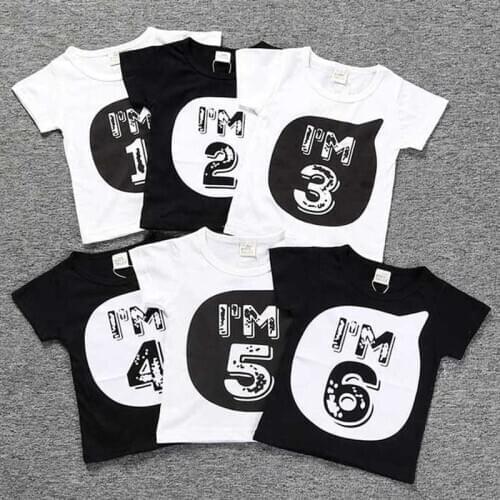 Kids New Summer Childrens Tops Boy Kids Number Printed Tshirt Baby Girls Cute 1 2 3 4 5 T-Shirt Short Sleeve Tee Shirt Toddler