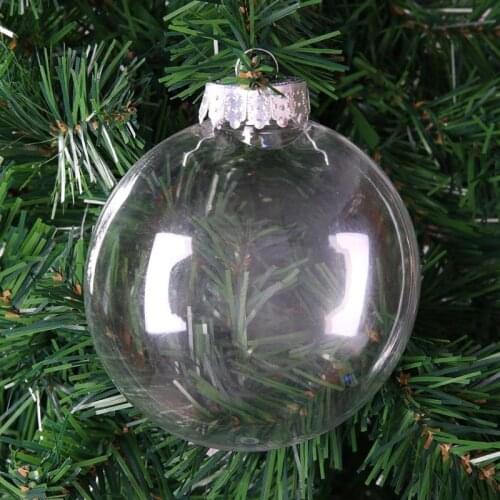 DIY PET Christmas Decor Clear Charm Flat Ball Pendant Ornaments Christmas Party Decorations Xmas Tree Ornaments Kids Gifts