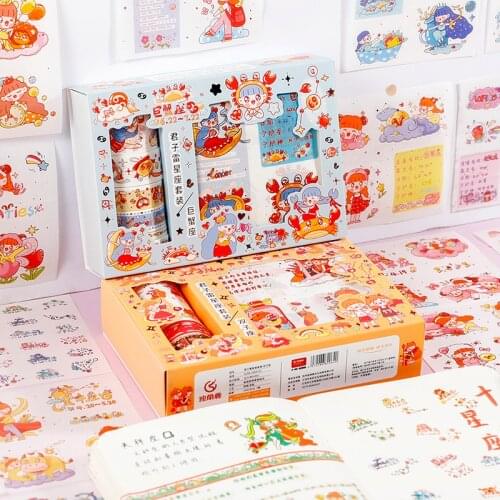 Twelve constellations Washi tape diy hand account stickers creative decoration sticker set boxed student tape Kawaii Stationery