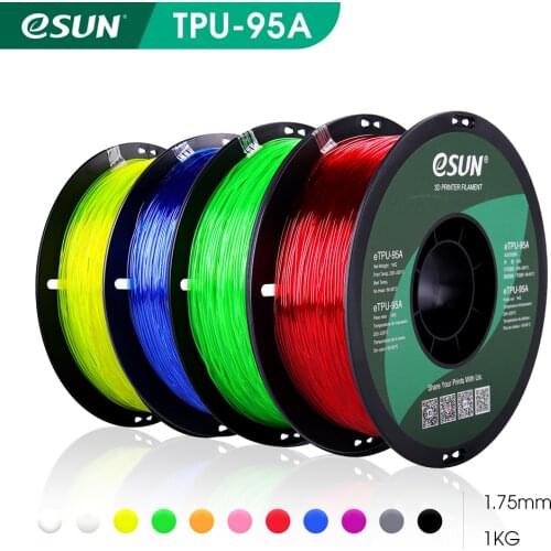 ESUN Flexible TPU Filament 1.75mm,TPU 95A 3D Printer Filament 1KG 2.2 LBS Spool 3D Printing Material for 3D Printers and 3D Pen