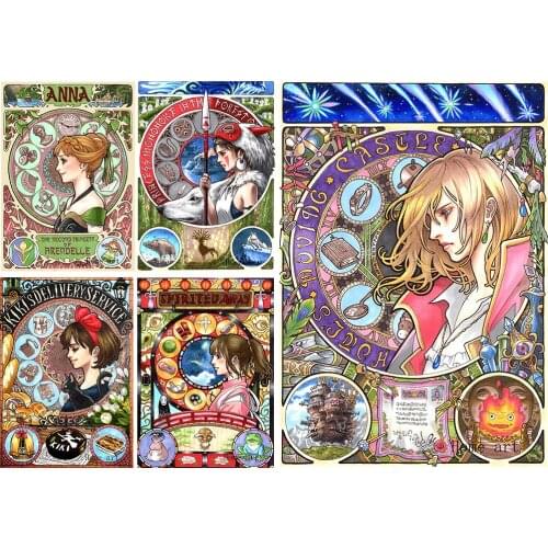 Howls moving castle art Hayao Miyazaki Cartoon MoviePoster Clear Image Decoration Good Quality Prints White Coated Paper