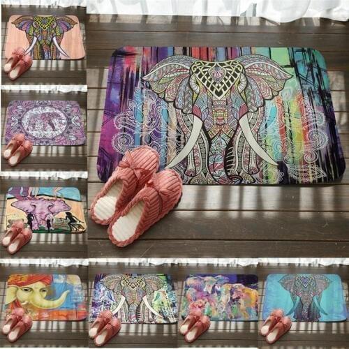 Elephant Printing Mats Carpet Anti-slip Floor Mat Outdoor Kitchen Rugs Mat Family Water Absorption Bathroom India Style Doormat