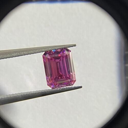Meisidian Emerald Cut 7X9 mm 2 Karat Loose Gemstone New Fancy Color Pink Moissanite Diamond Stone