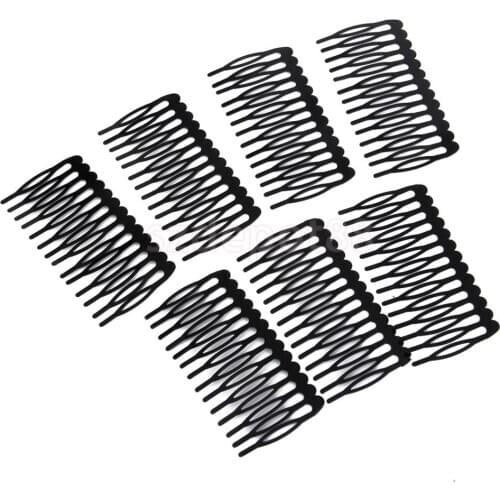 New Arrivals 2015 Metal 14 Teeth Hair Comb Clip Hairpin 7.5 x 4cm 10pcs Black