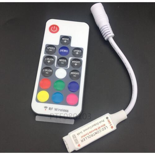 5pcs Mini RGB Remote Controller DC5-24V 17key RF Wireless Controller with 4pin female DC For 5050 12A RGB Led Strip Tape Lighti
