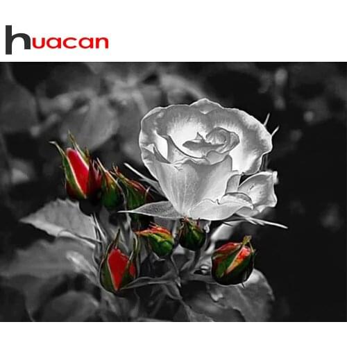 Huacan 5D Diamond Mosaic Rose Flower Kit Full Square Diamond Embroidery Painting Home Decor Rhinestone Pictures Gift