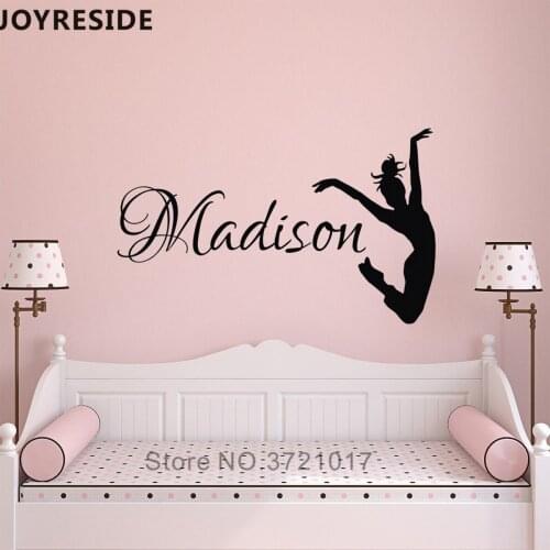 Dancing Girl Pattern Custom Girls Name Wall Sticker Home Girl Bedroom House Rooms Warm Decor Wall Decal Personalized Name M259