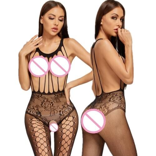 New Sexy Fishnet Bodysuit Women See Through Open Crotch Bodystockings Mesh Hollow Out Baby Doll Erotic Costumes Porno Nightwear