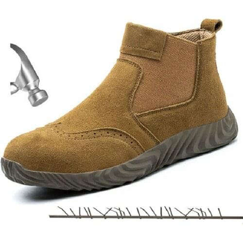 New Mens Work Safey Shoes Steel Toe Safety Boots Work Shoes Indestructible Sneakers Outdoor Puncture-Proof Mens Winter Boots