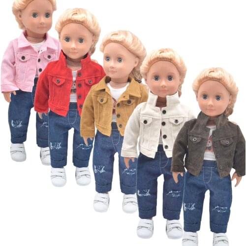 Baby Doll Clothes Fashion jacket denim suit 18inch American doll 17inch Toys New Born Baby Doll OG Girl Russia DIY Doll Gift