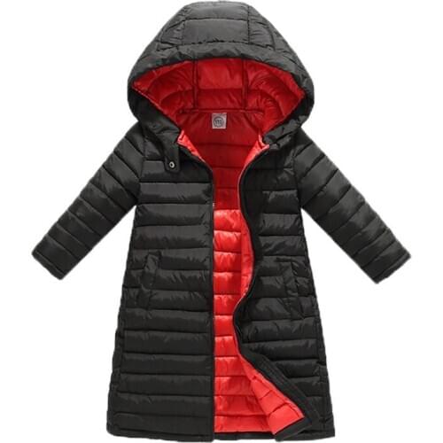 New Fashion Long Jacket for Girls 2019 Autumn Winter Kids Down Coat with Hood Children Girl Jackets Girls Outerwear Coats Parkas