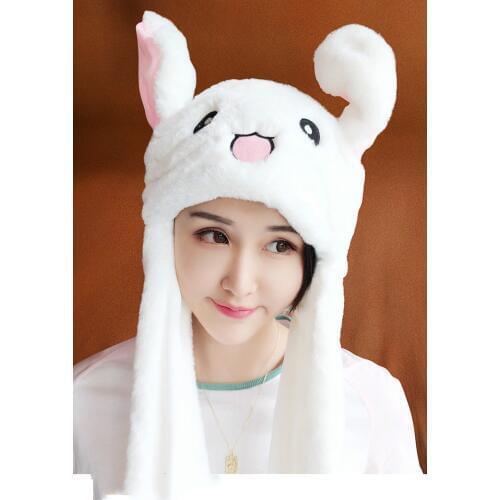 Plush Sweet Cute Airbag Cap Moving Plush Rabbit Ear Cap Rabbit Airbag Cap Funny Plush Animal Hat bunny Cap Airbag Jumping Ear