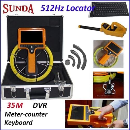 Full set hand held pipe inspection camera 512hz locator dvr video recording keyboard meter counter 35meter cable top selling
