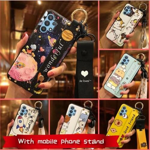 Shockproof TPU Phone Case For Samsung Galaxy A32 4G/A32 LTE Wrist Strap New Wristband Waterproof