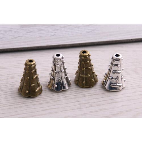 SWEET BELL 20pcs 12*12*19mm Two Color Receptacle Hollow Tower Shape DIY Spaced Jewelry Accessories Charms For Jewelry Making