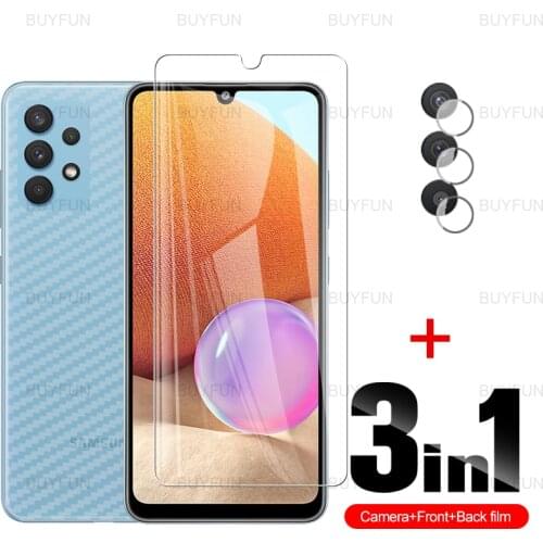 Camera Glass For Samsung Galaxy A32 Front Safety Tempered Glass for samsung samsun a32 a 32 32a 5G carbon fiber back soft film