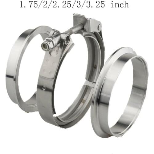 Stainless Steel V-Band Clamp 1.75/2/2.25/3/3.25 inch Male/Female Flange Kit V-band Turbo Exhaust Pipes Car Accessories