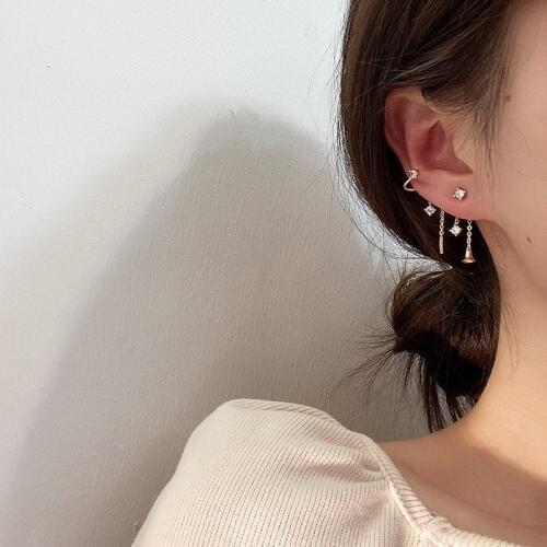 Zircon Crystal Snowflake Bell Tassel Earrings For Women 2020 New Gold Color Asymmetric Earring Korean Jewelry Gifts