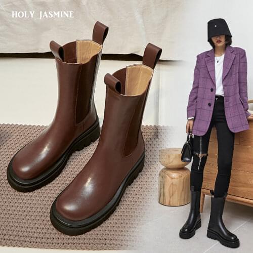 Platform Ankle Boots Women 2020 Chunky Heel Platform Boots Luxury Brand Designer Chelsea Boots Women Martin Boots Winter Shoes