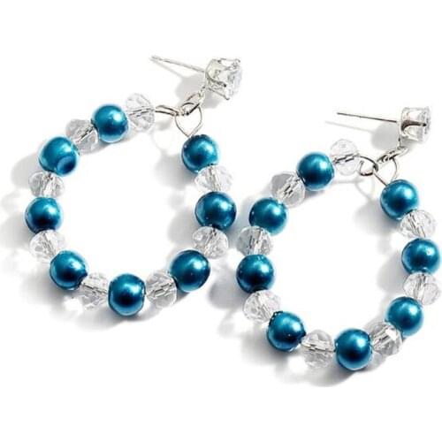 Baroque Round Immitation Pearls Beaded Earrings for Women Large Circle Drop Earrings Long Statement Brincos Jewelry Gift