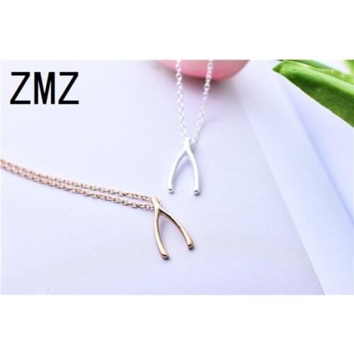 ZMZ 50pcs/lot 2018 Europe/US pop gold/silver cute creative birds wishbone pendant minimalist party jewelry gift for friends