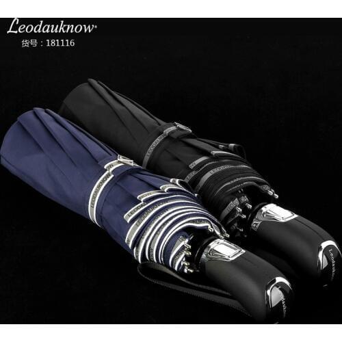 Leodauknow Ten Bones Sun Reflection Three Folding Umbrella Safe and Generous Double -Layer Wind Umbrella for Men