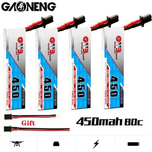 1/2/3/5/8/10PCS GNB 1S 3.7V 450MAH Max 160C HV Lipo Battery 80C GNB27 Plug For RC Helicopter Quadcopter FPV Racing Drone Parts