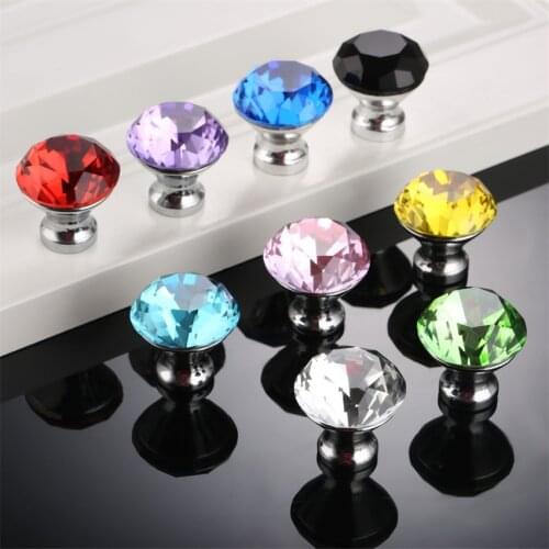 1pc K9 Crystal Diamond Knob Rose Gold Furniture Kitchen Drawer Cabinets Handles Dresser Pulls Closet Decoration Handle