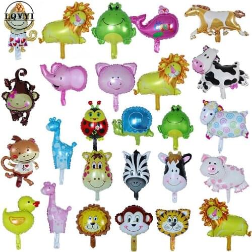 10pcs Mini Animal Helium Foil Balloons Monkey Zebra Cow Tiger Elephant Animal Air Ballons Theme Birthday Party Kids Toy