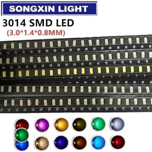 1000pcs/lot 5 Colors 3014 SMD Led Super Bright Red/Green/Blue/Yellow/White Water Clear LED Light Diode