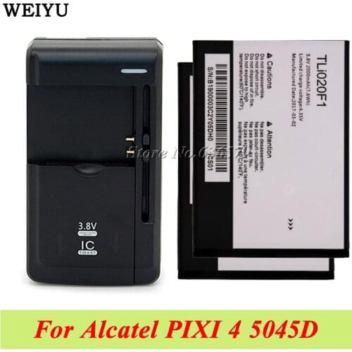 2 PCS Battery For Alcatel PIXI 4 5045D / Pop 2 5042D C7 7040 7040D / TCL J720 J720T J726T J726T TLi020F1 +Universal Charger