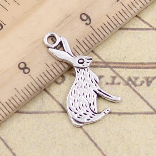 20pcs Charms Rabbit 26x14mm Tibetan Bronze Silver Color Pendants Antique Jewelry Making DIY Handmade Craft