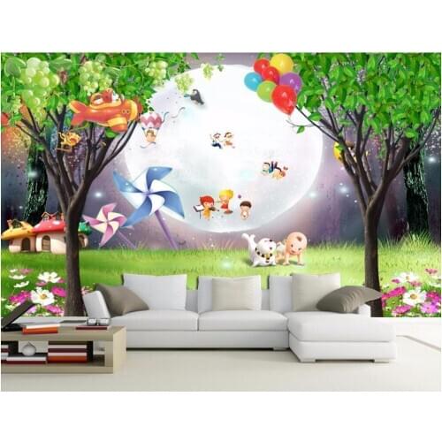 Custom photo mural 3d wallpaper picture Childrens game park the moon tree decor painting 3d wall mural wallpaper for walls 3 d